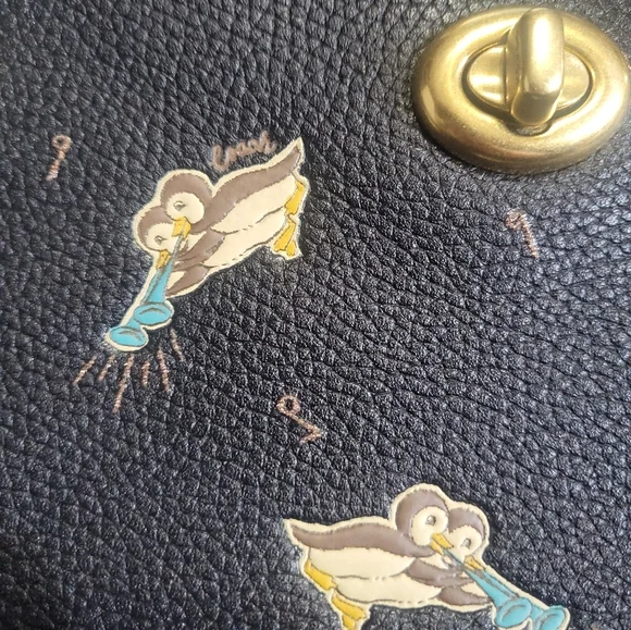 Coach Polly Leather Crossbody Black Original Owls Print NWOT Turnlock - Picture 2 of 11